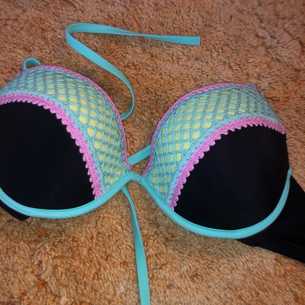 Target black blue push up bikini top